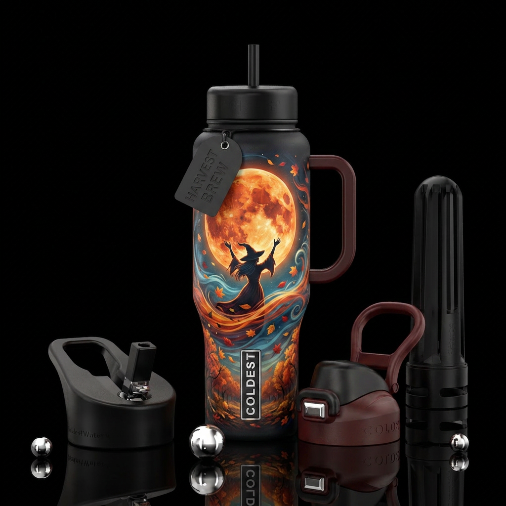 Witches spell water bottle design