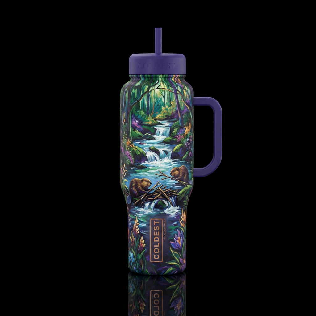 Busy beavers water bottle design
