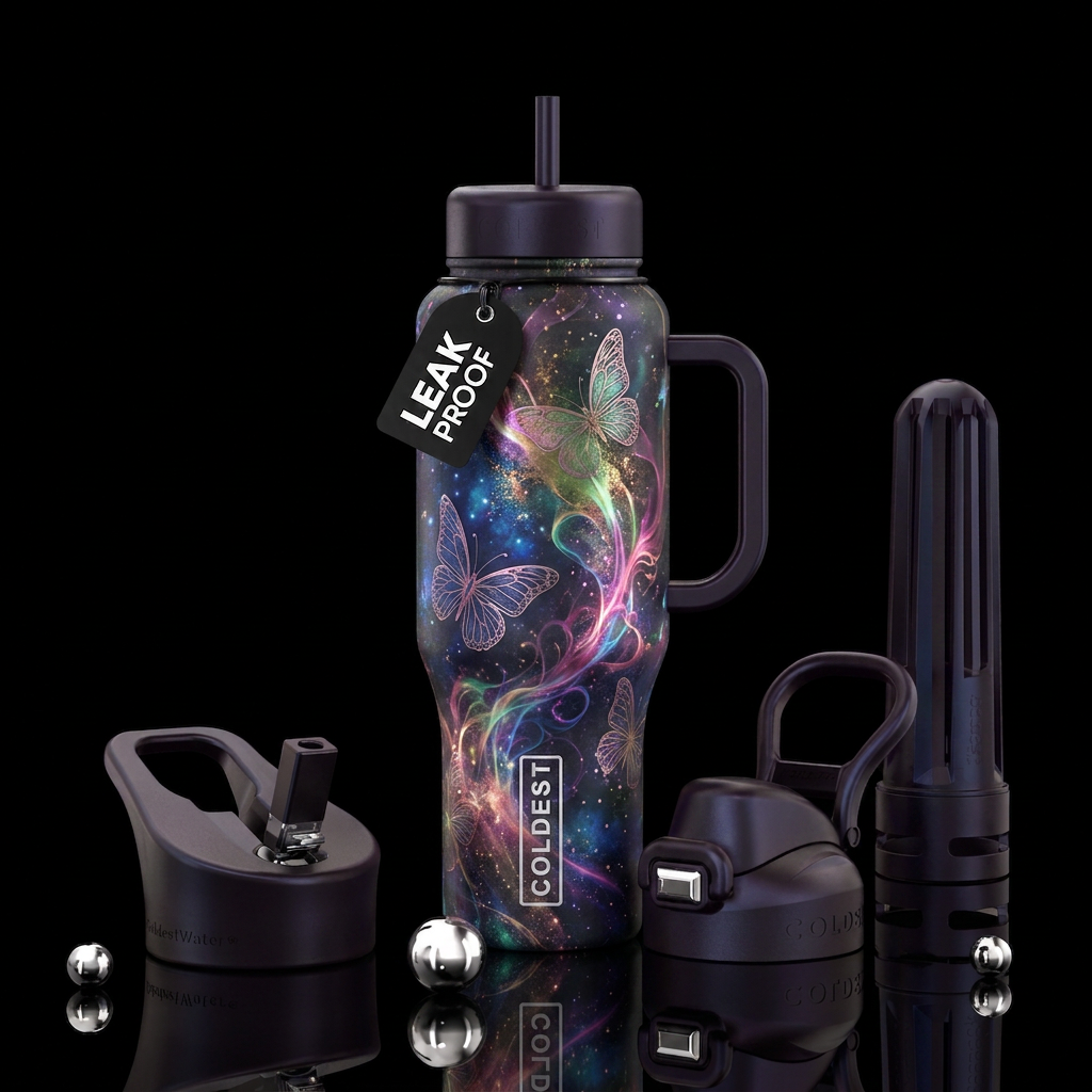 Hints of a butterfly water bottle design