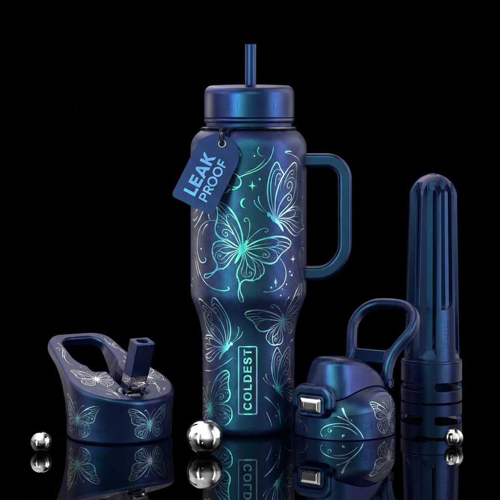Moonlight butterflies water bottle design