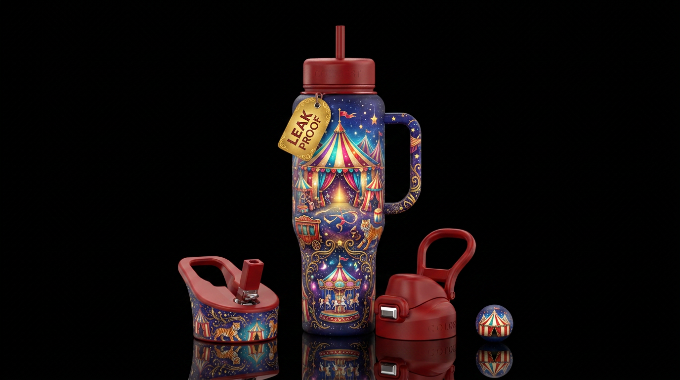 The circus is in town water bottle design