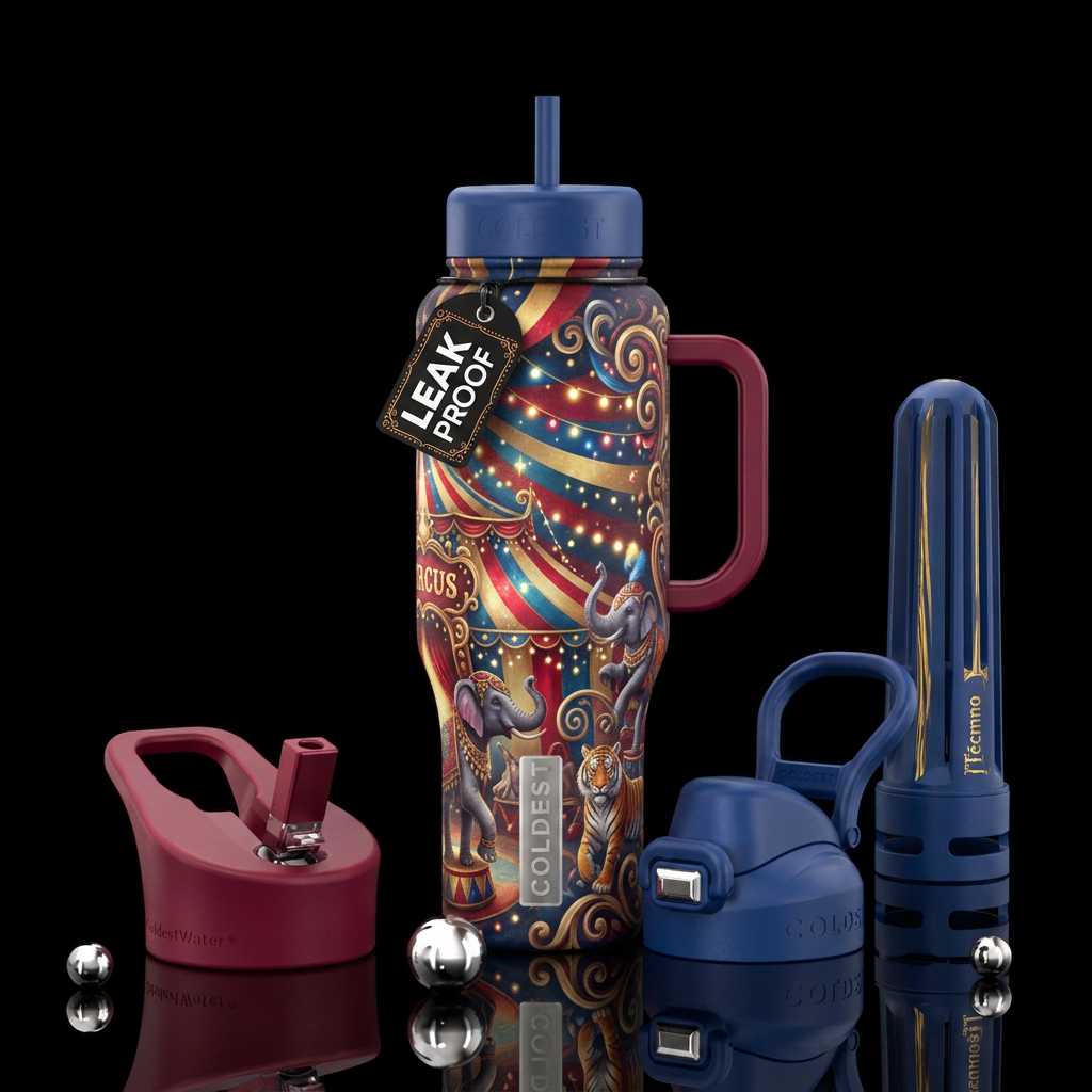 Circus tent water bottle design