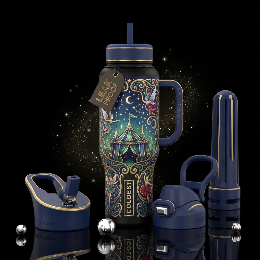 Circus fun water bottle design