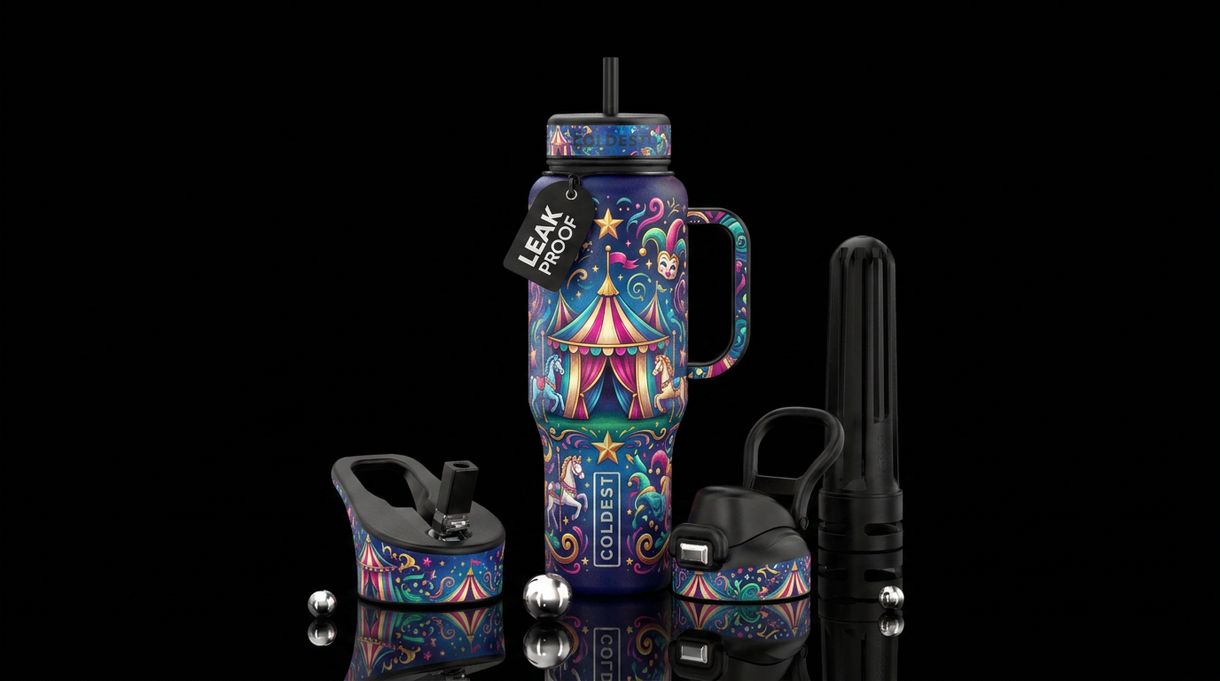 Circus fun water bottle design