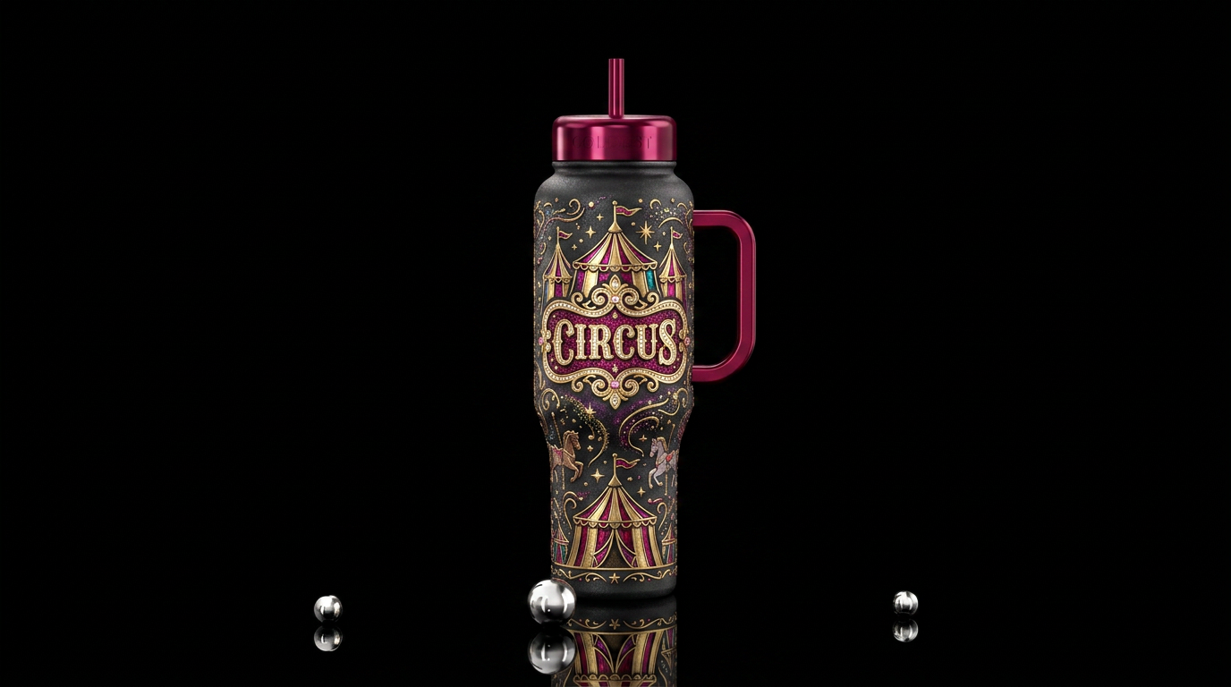 Beautiful circus water bottle design