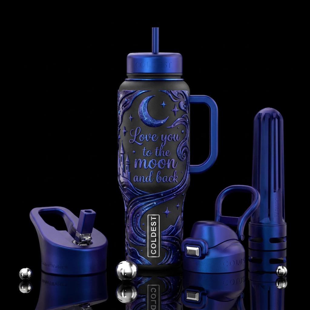 Love you to the moon water bottle design
