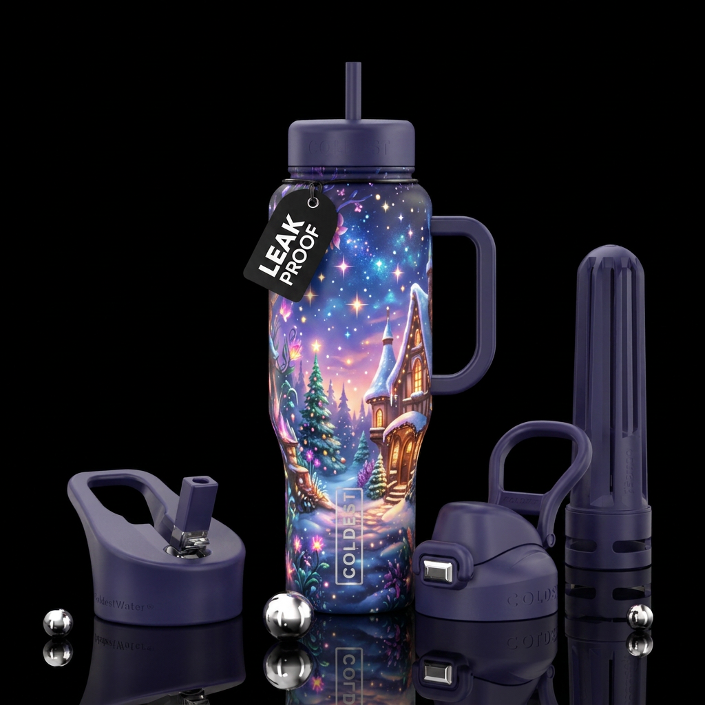 Christmas Cottage water bottle design