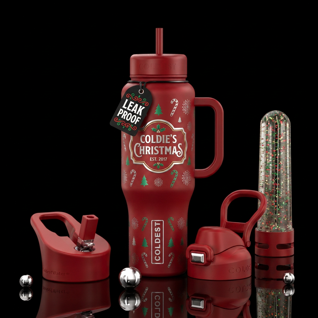 Coldie christmas water bottle design