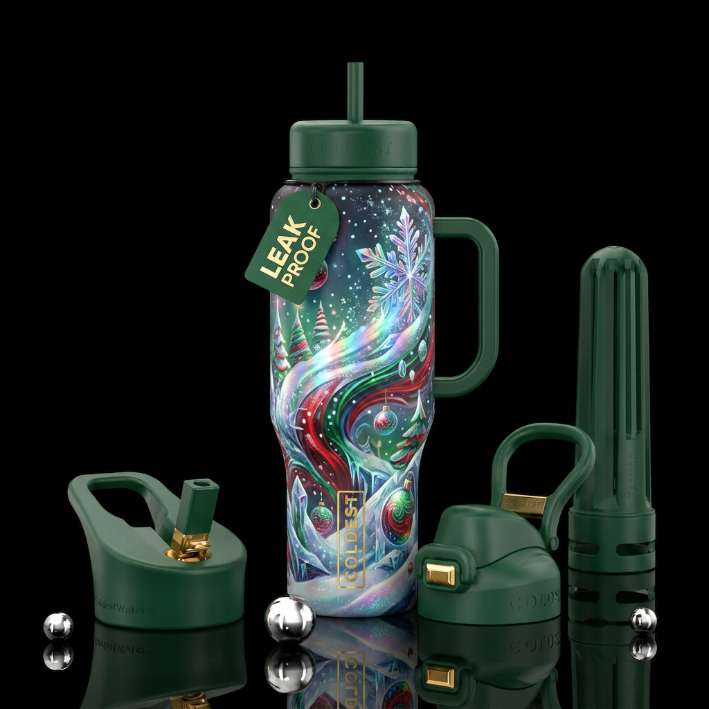 Christmas colors water bottle design
