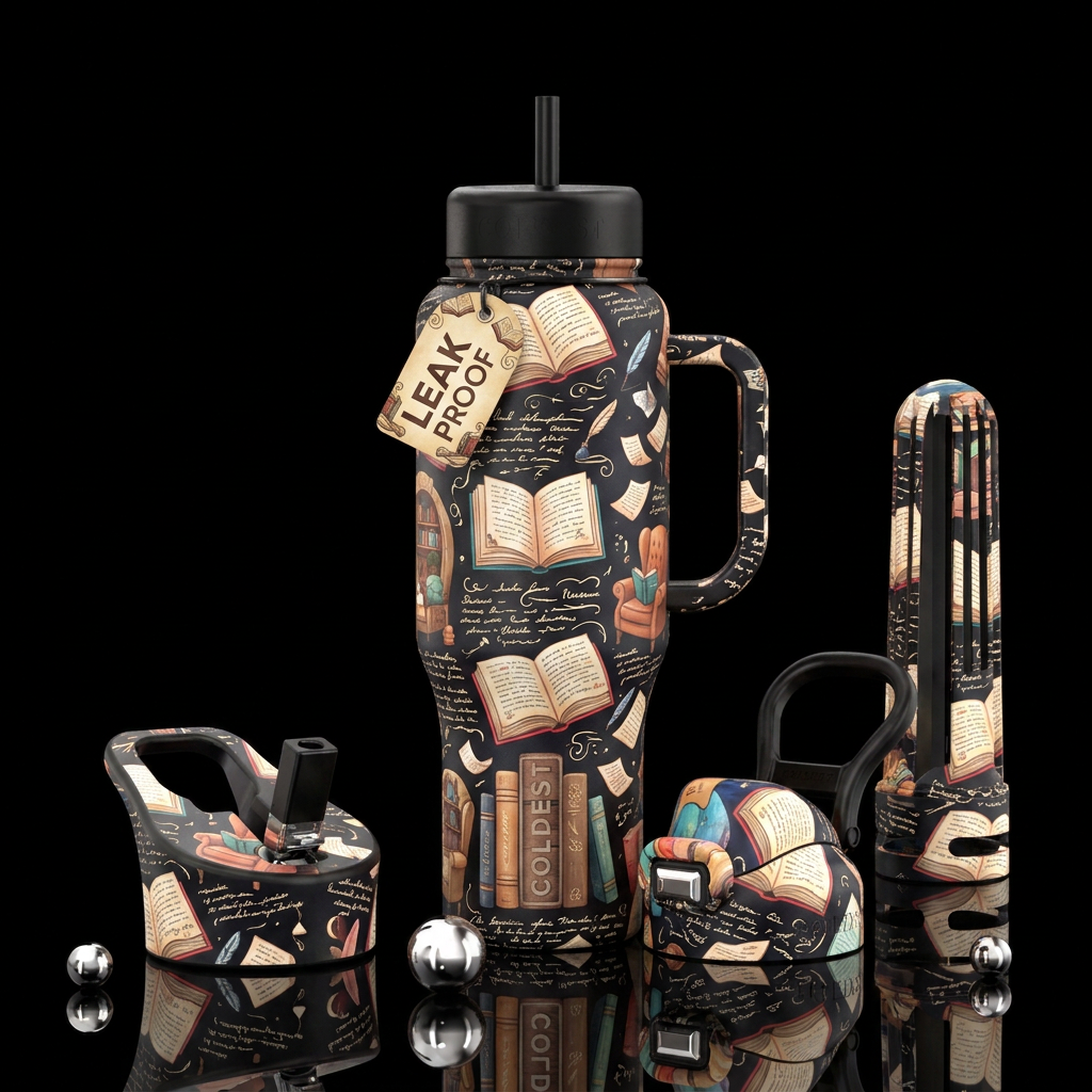 Love of Reading water bottle design