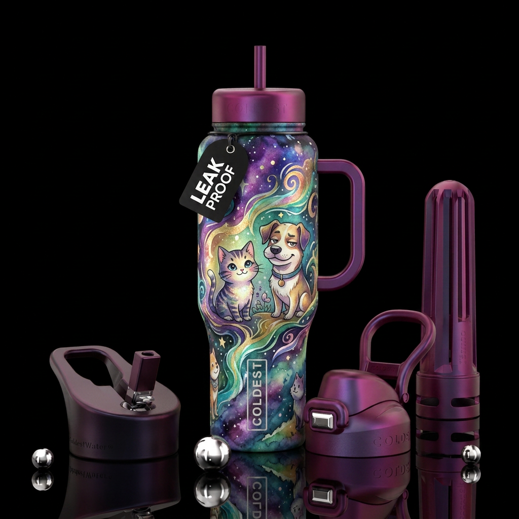 Cats and dogs water bottle design