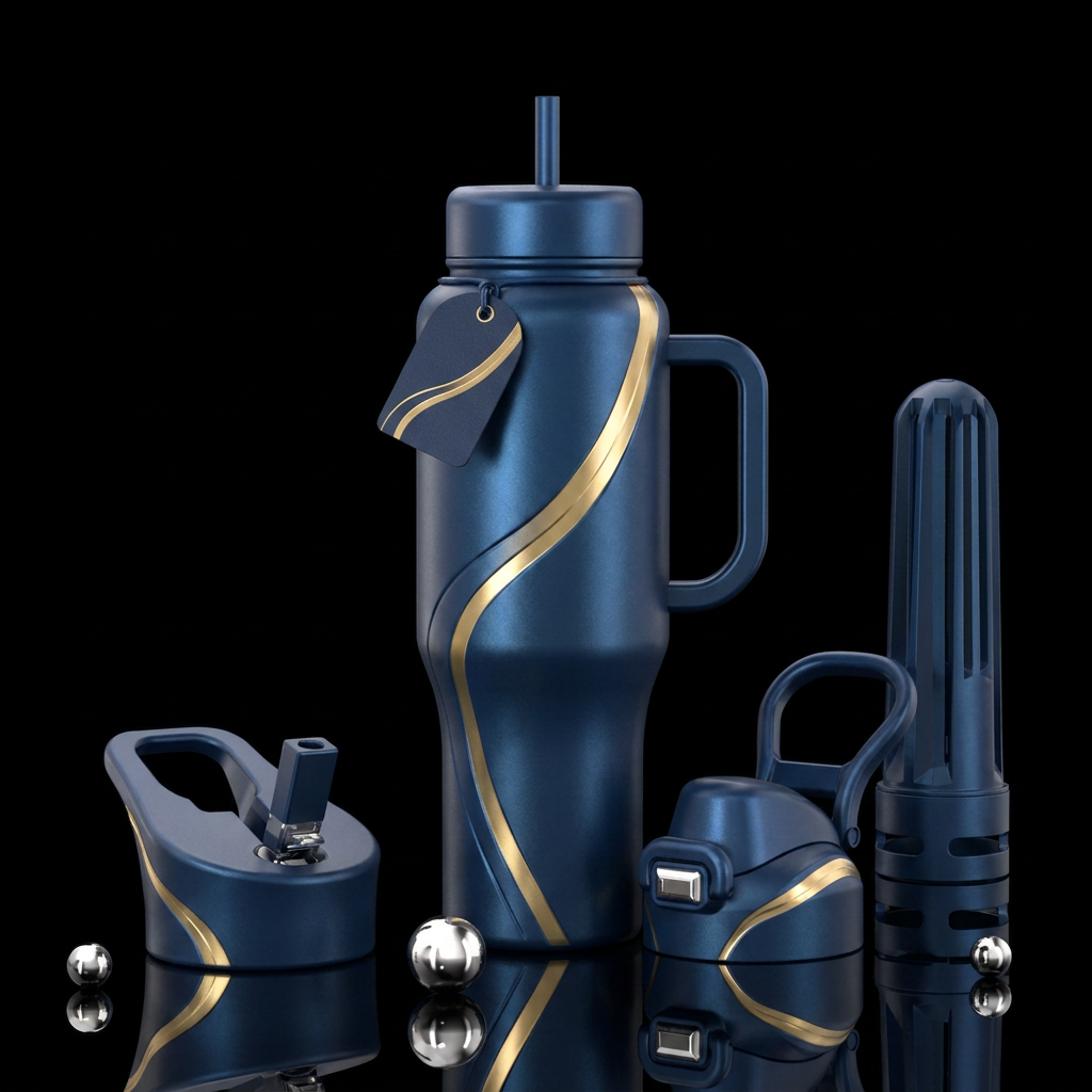 Gold wave water bottle design