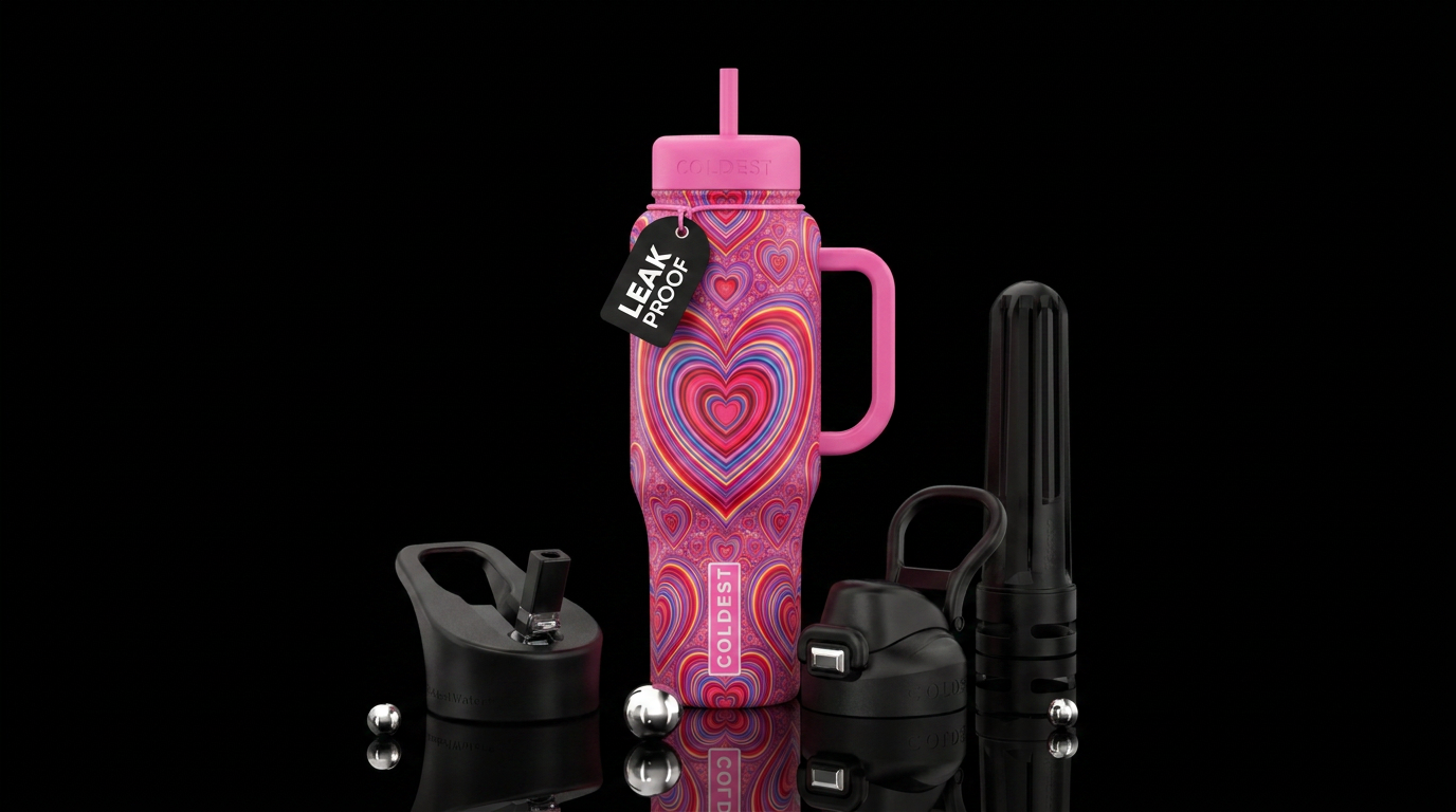 Endless hearts water bottle design