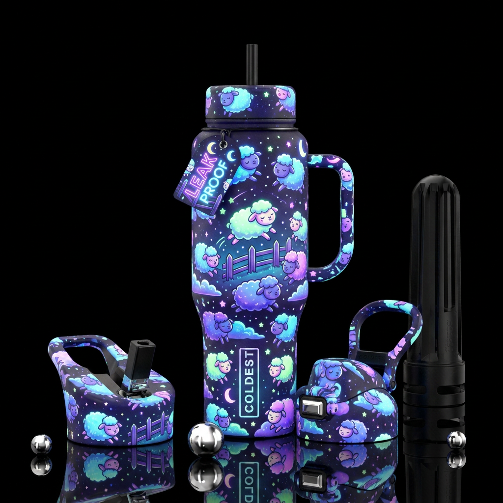 Glowie Sheep dreams water bottle design