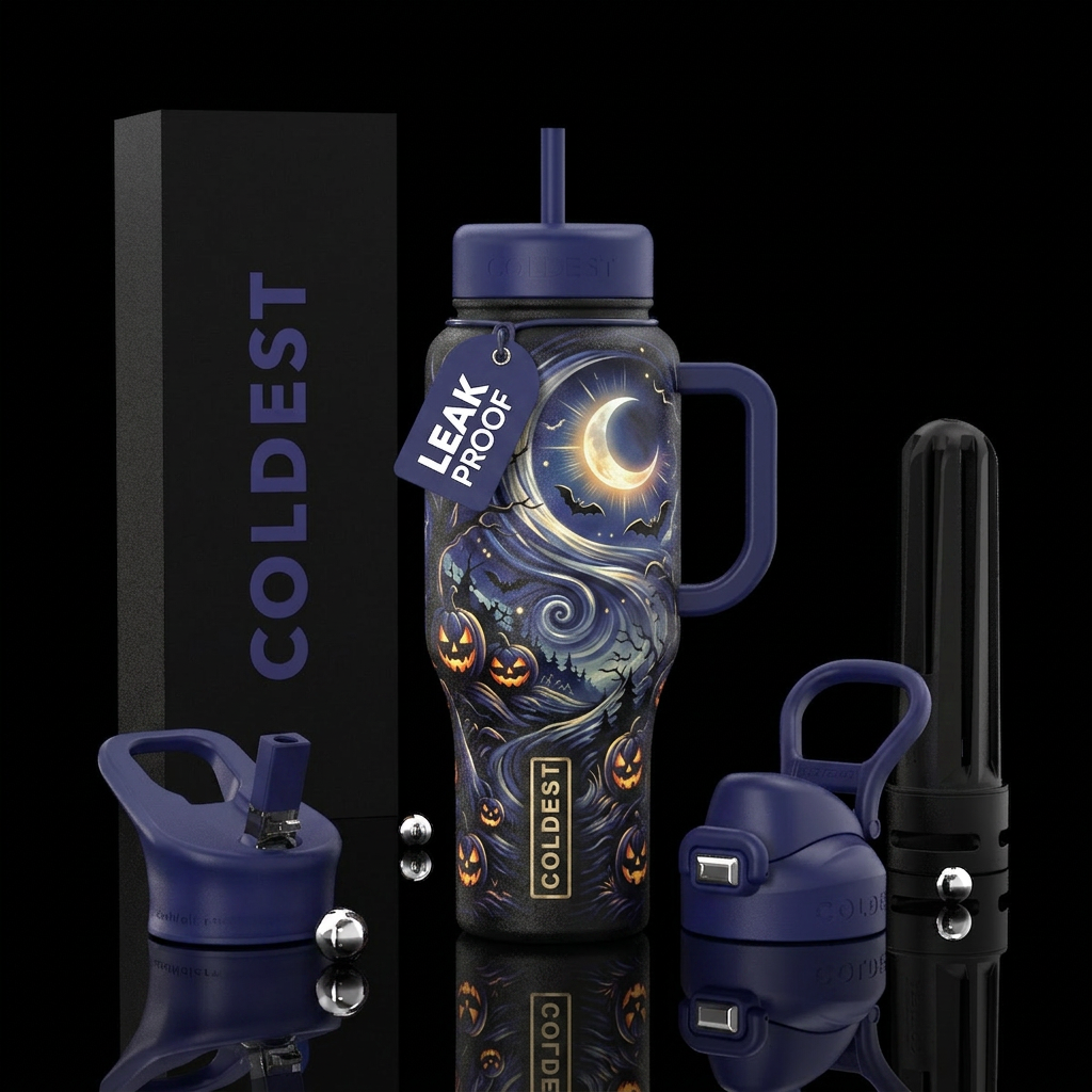 Pumpkin glow water bottle design