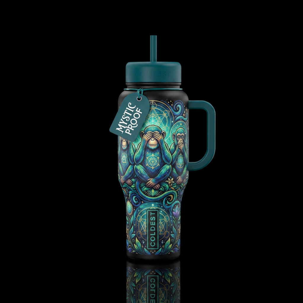 See, speak, hear no evil water bottle design