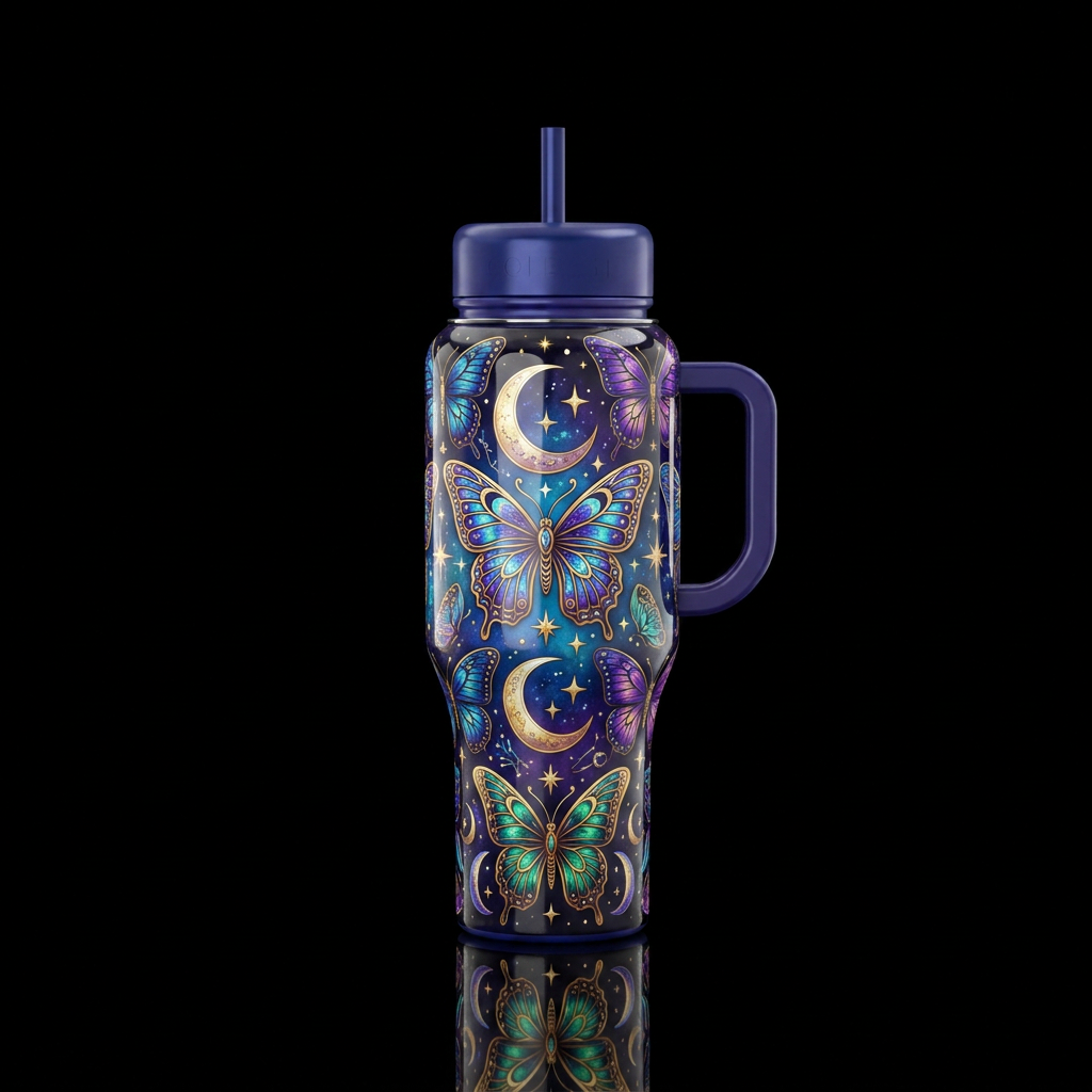 Moon and stars water bottle design