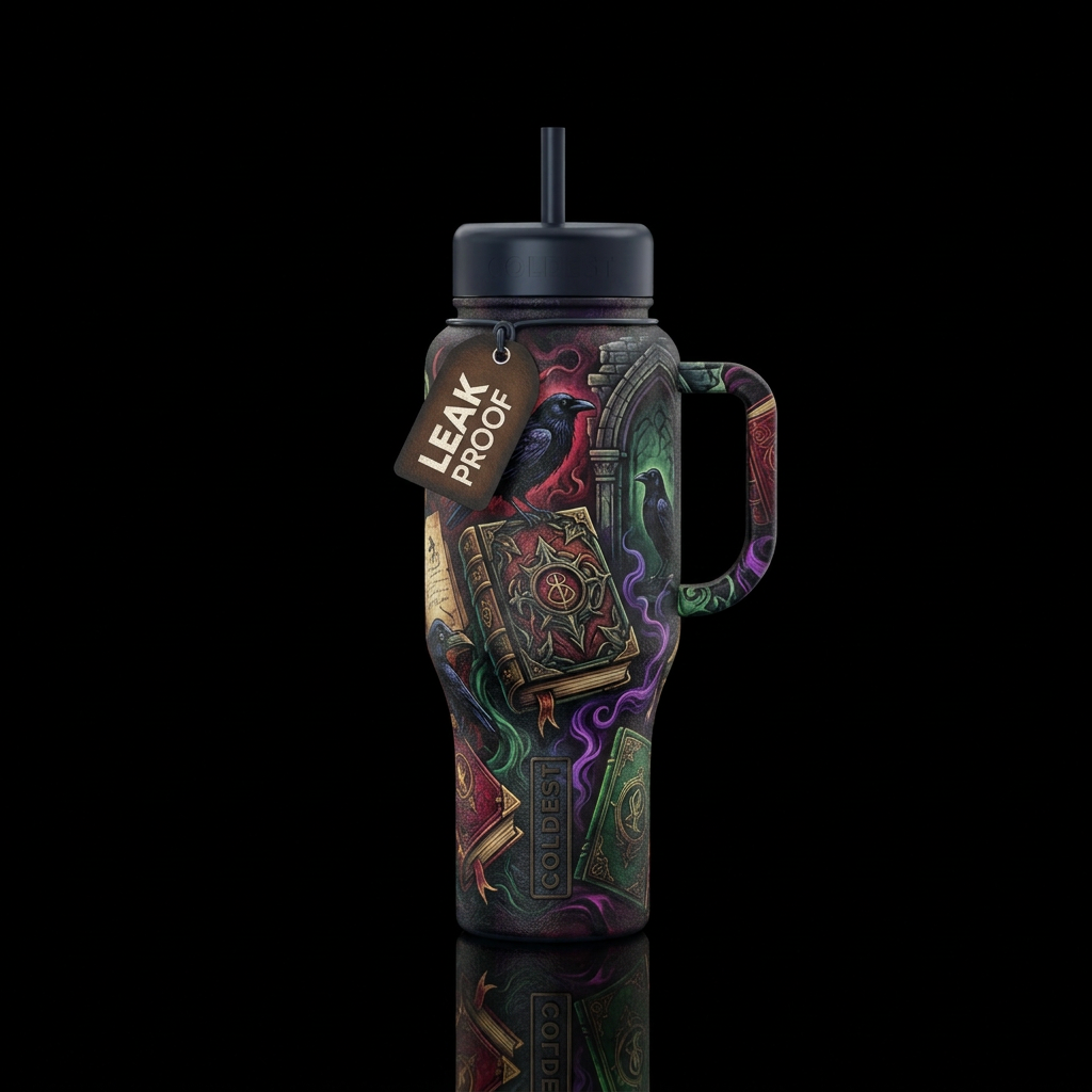 Creepy stories water bottle design