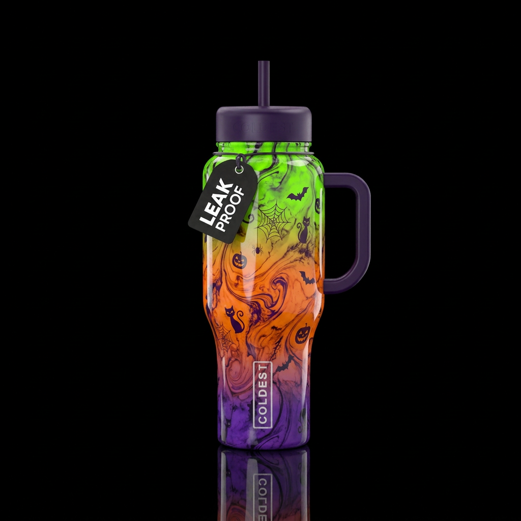 Halloween swirl water bottle design