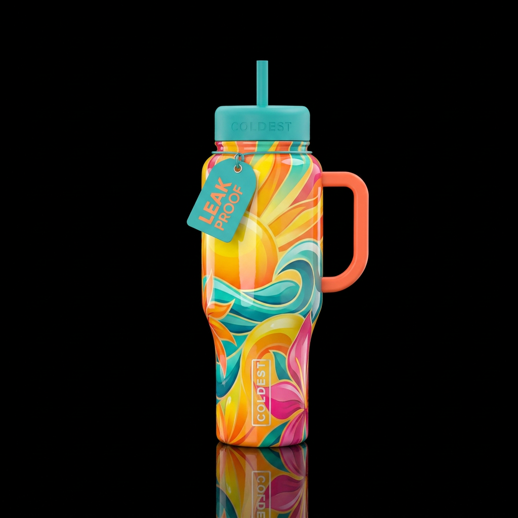 Happy summer water bottle design