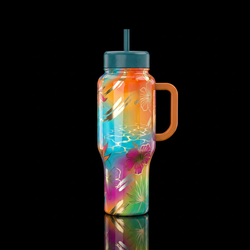 Tropical summer water bottle design