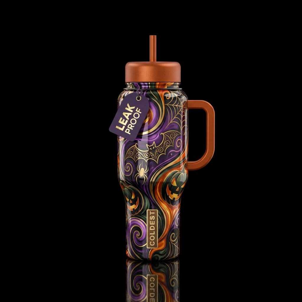 Halloween colors. water bottle design