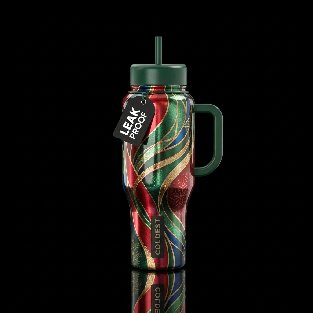 Colors of Christmas water bottle design