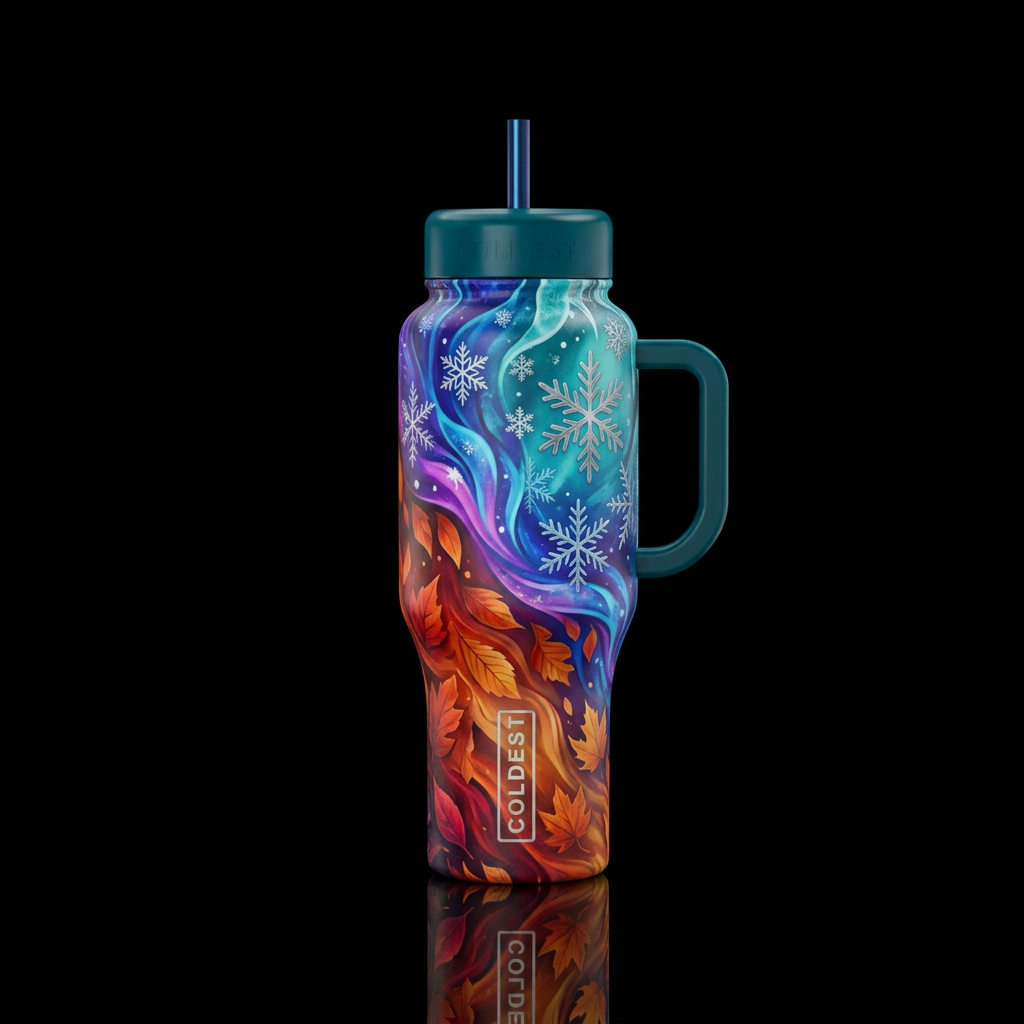Changing seasons water bottle design