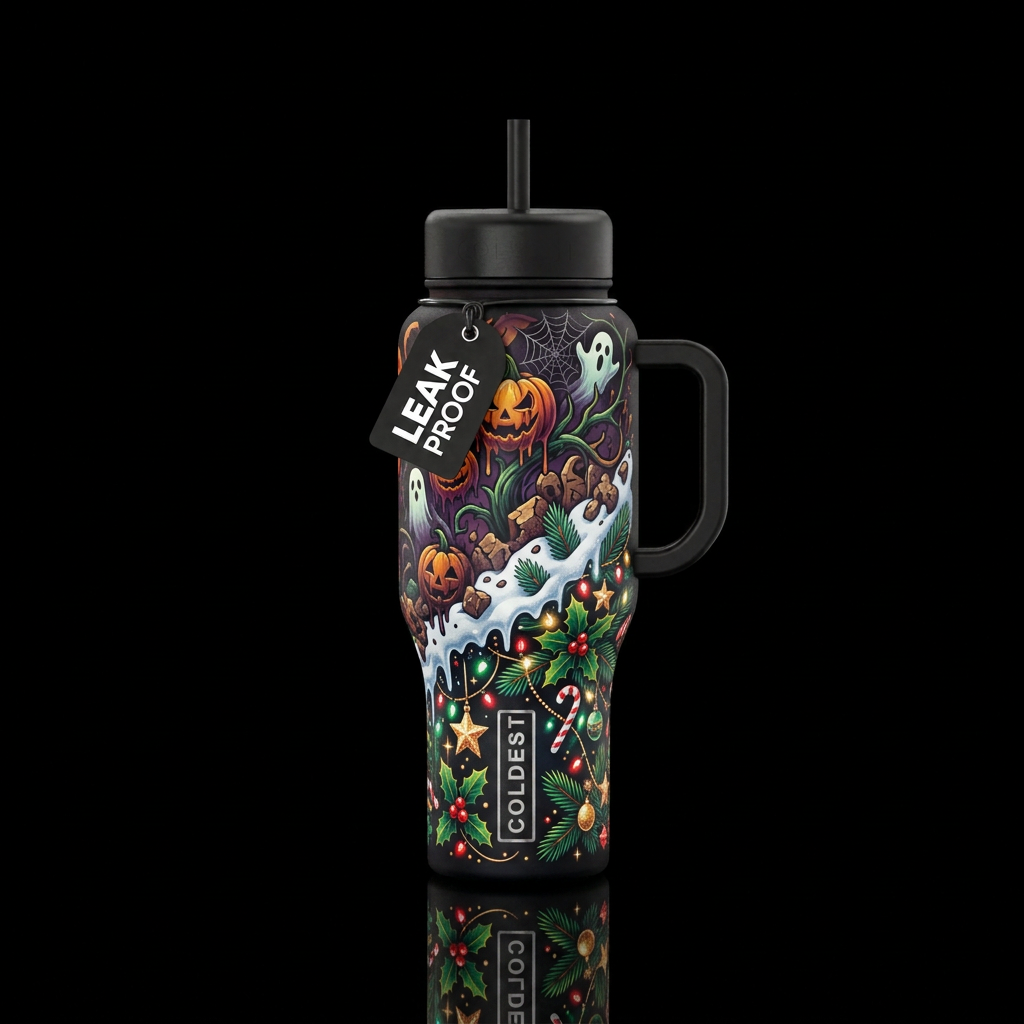 Christmas rolling in water bottle design