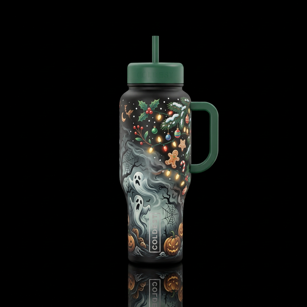 Bye Halloween water bottle design