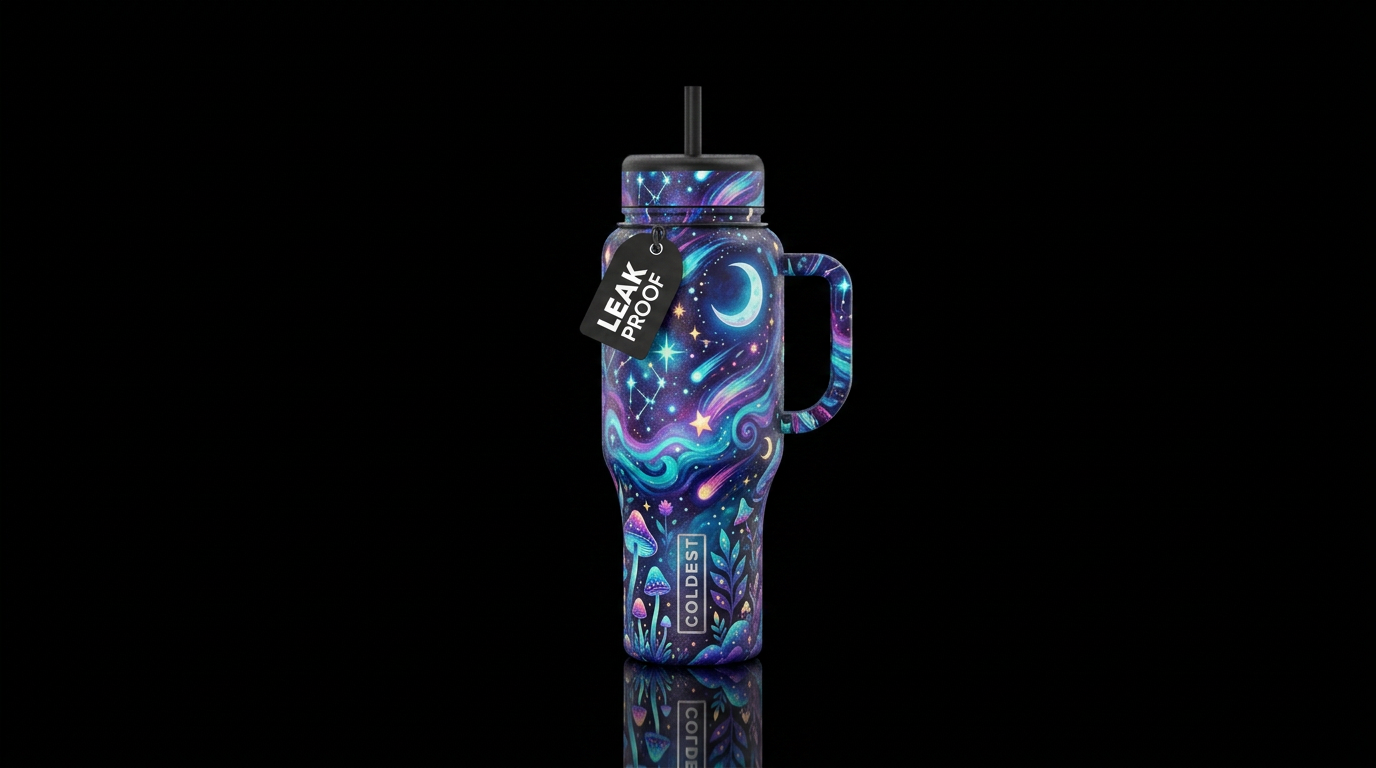 Colorful night water bottle design