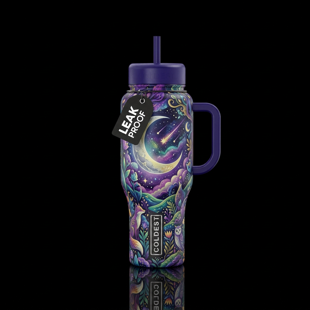 Forest at night water bottle design