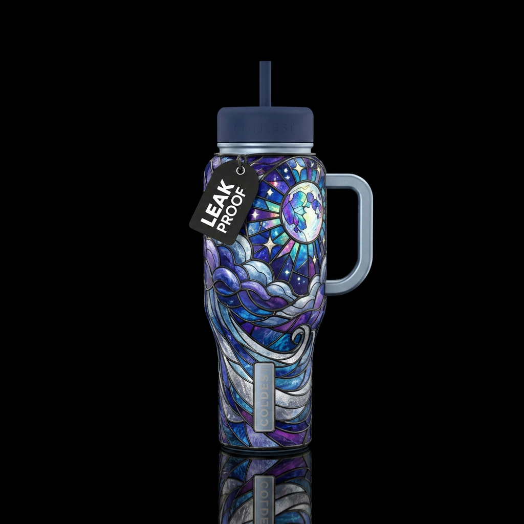 Brilliant winter night water bottle design