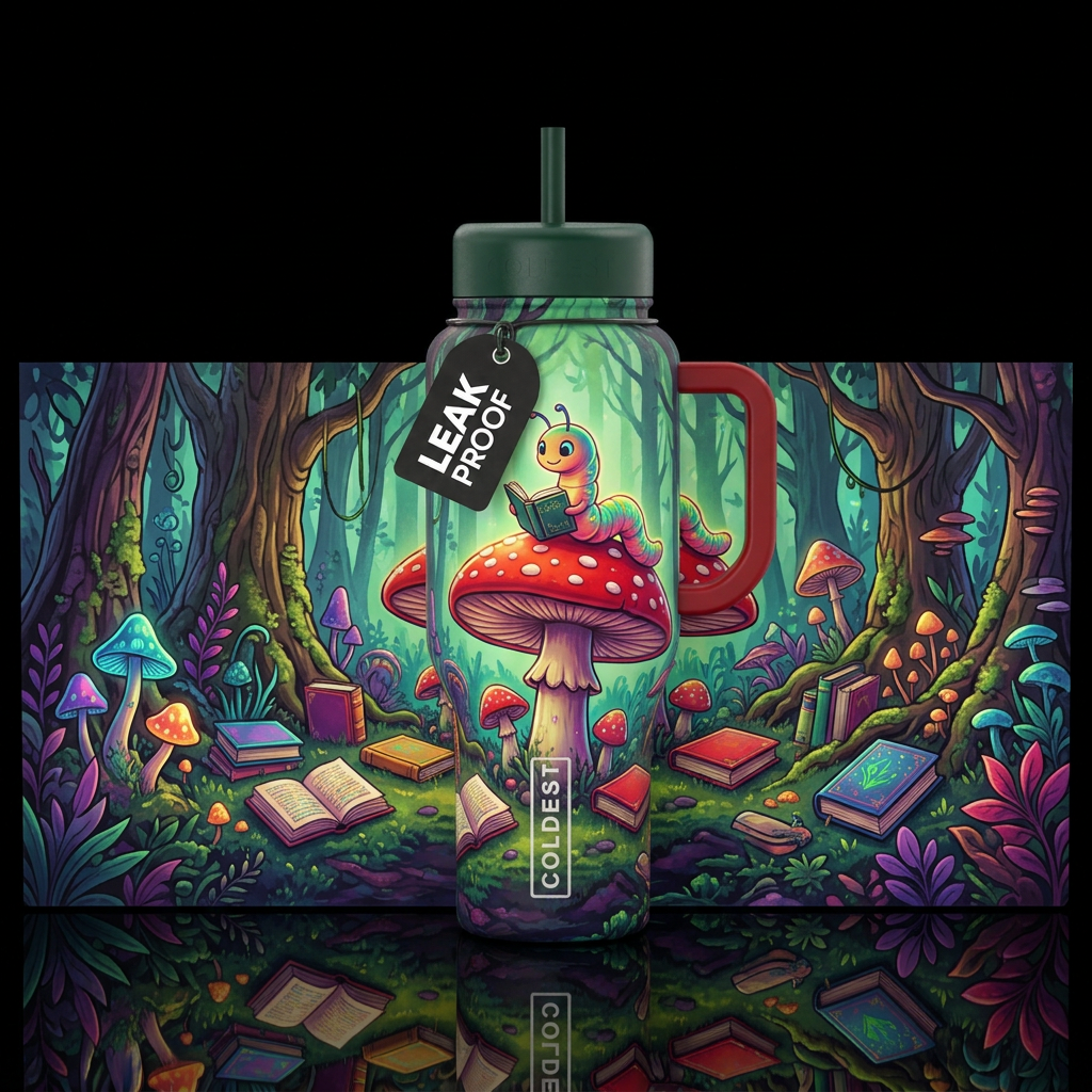 Reading party water bottle design
