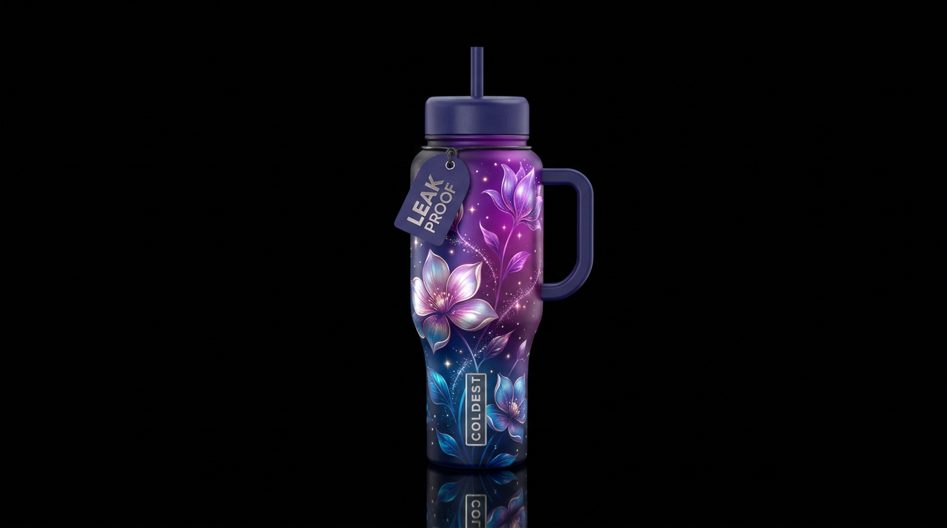 Flower color water bottle design