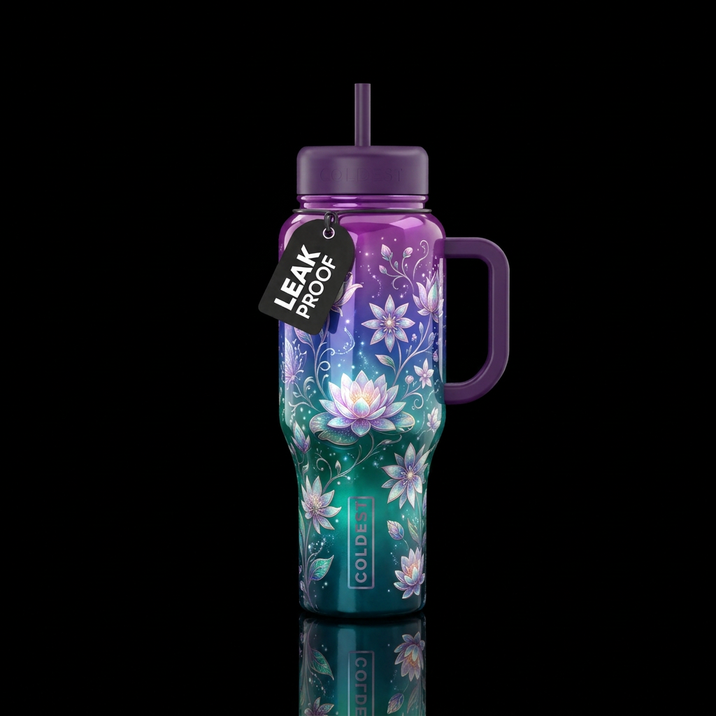 Flowers in color water bottle design