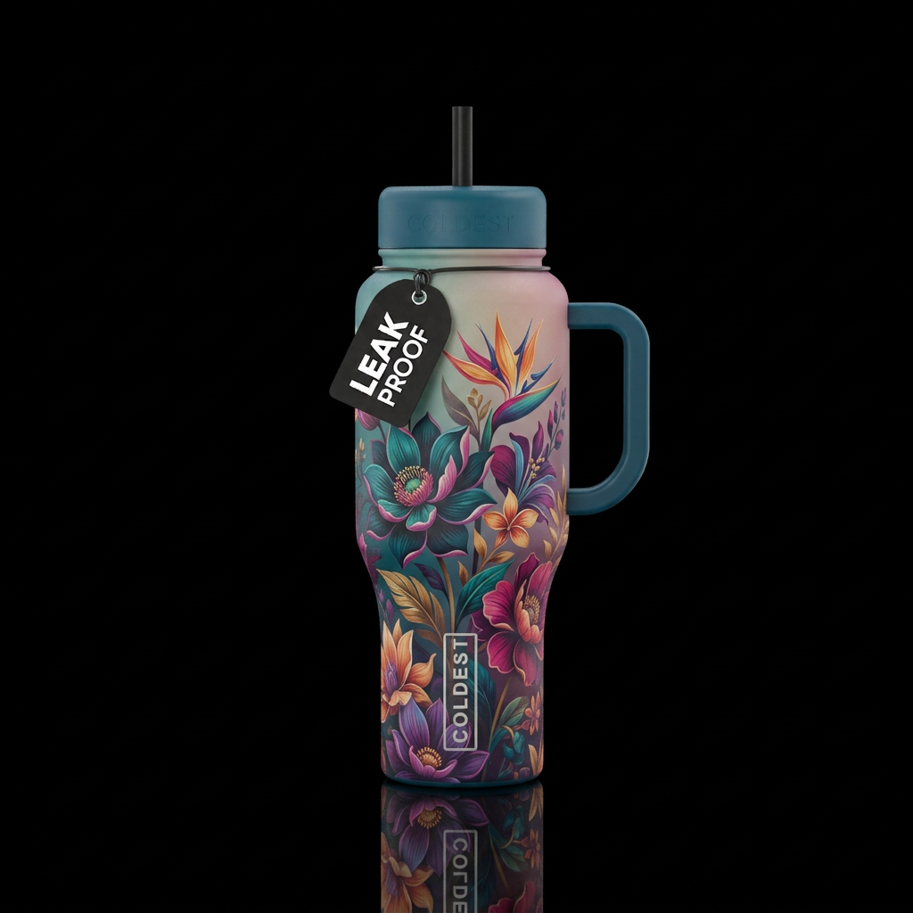 Flowers of color water bottle design