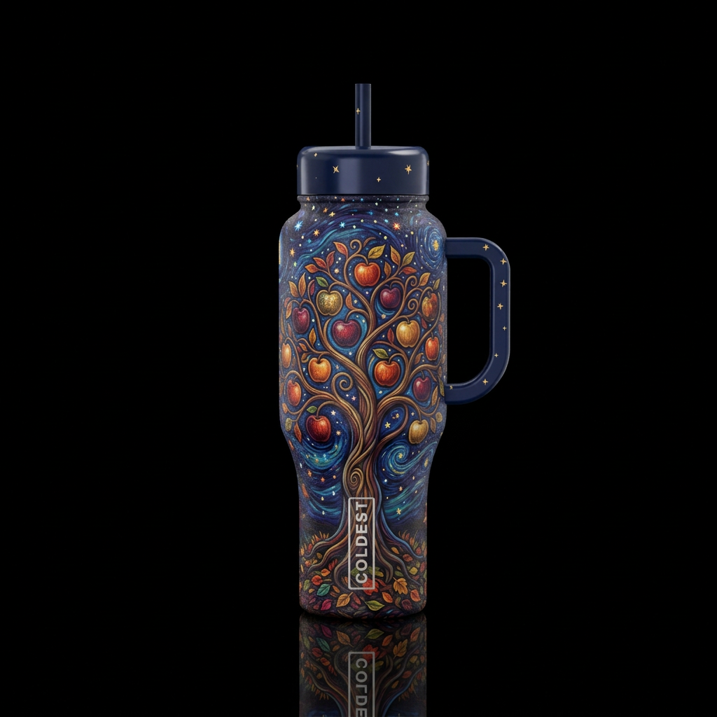 Old apple tree water bottle design