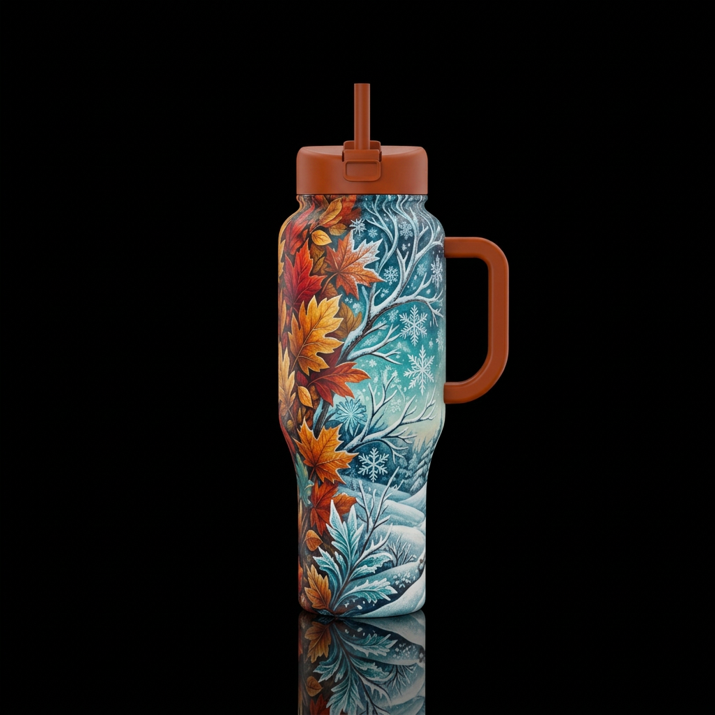 Fading fall water bottle design