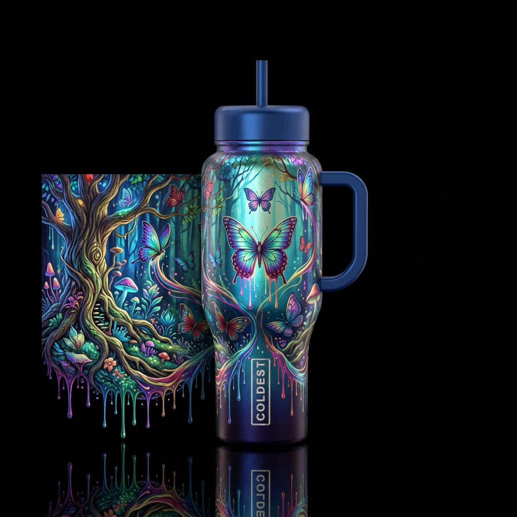 Forest magic water bottle design