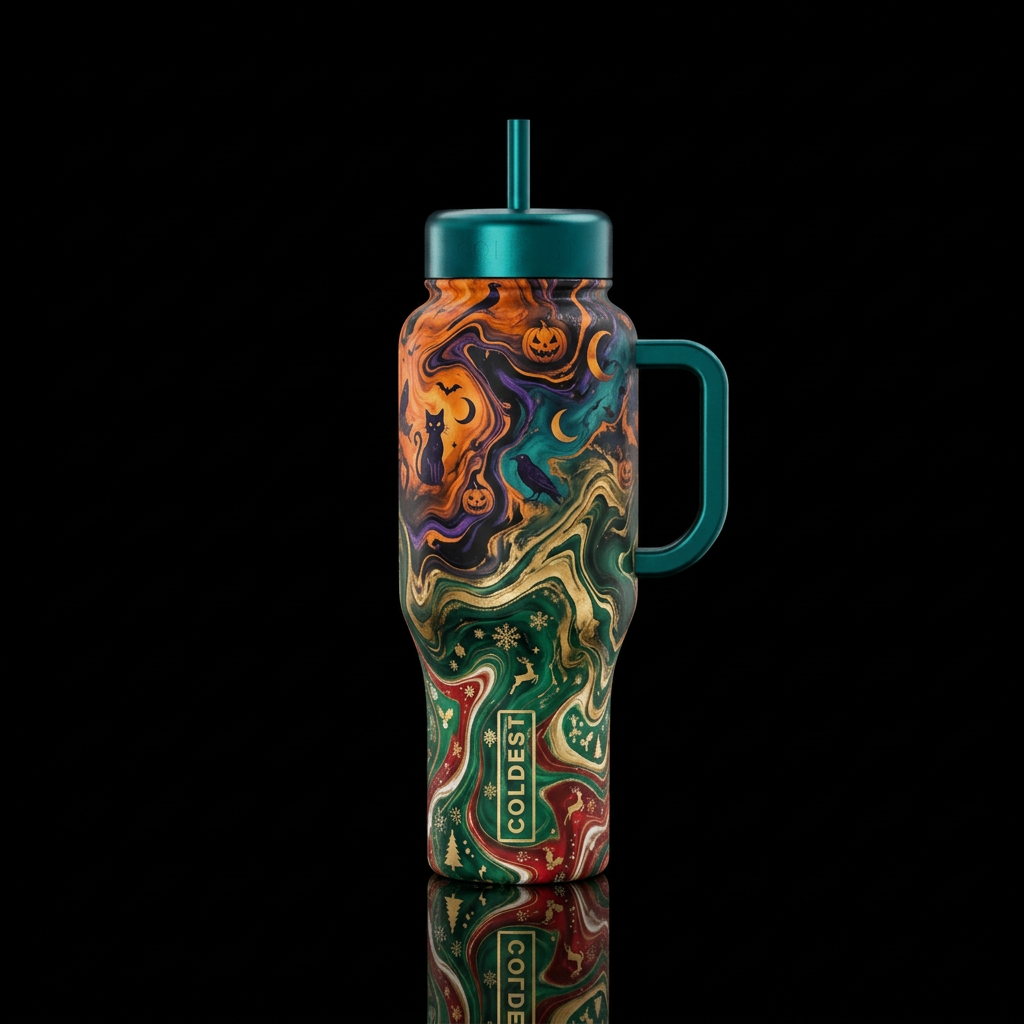 Halloween and Christmas mesh water bottle design