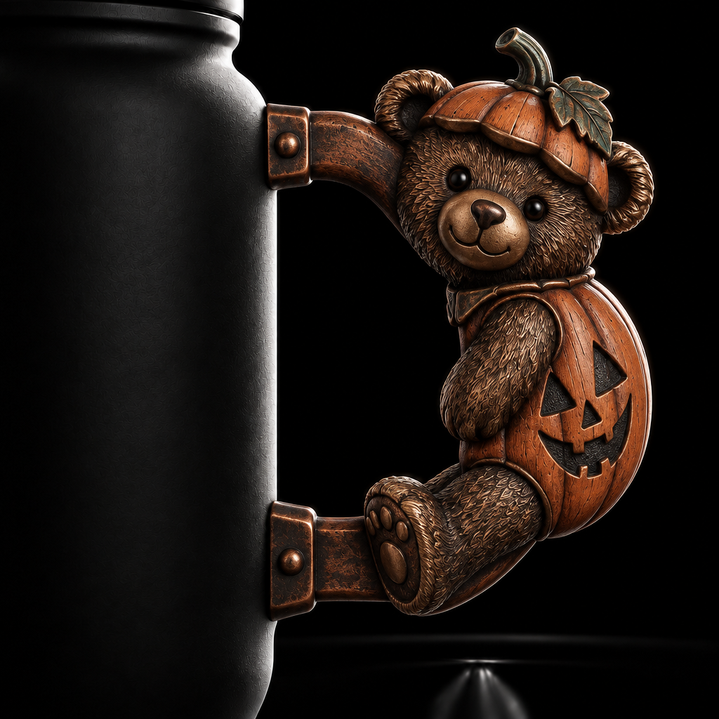 Pumpkin teddy water bottle design
