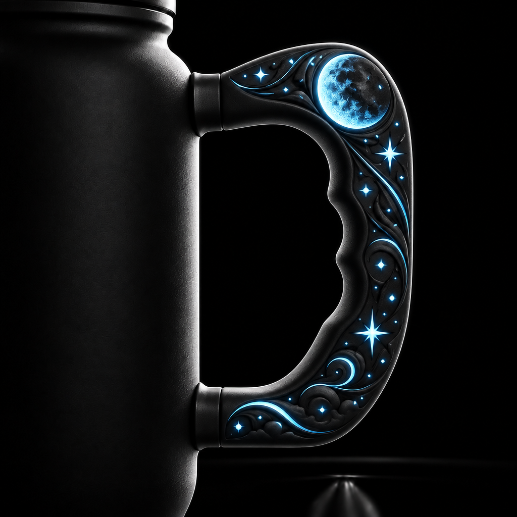 Mon and stars water bottle design