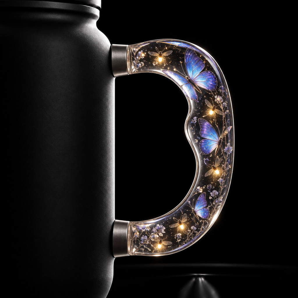 Butterfly and firefly water bottle design