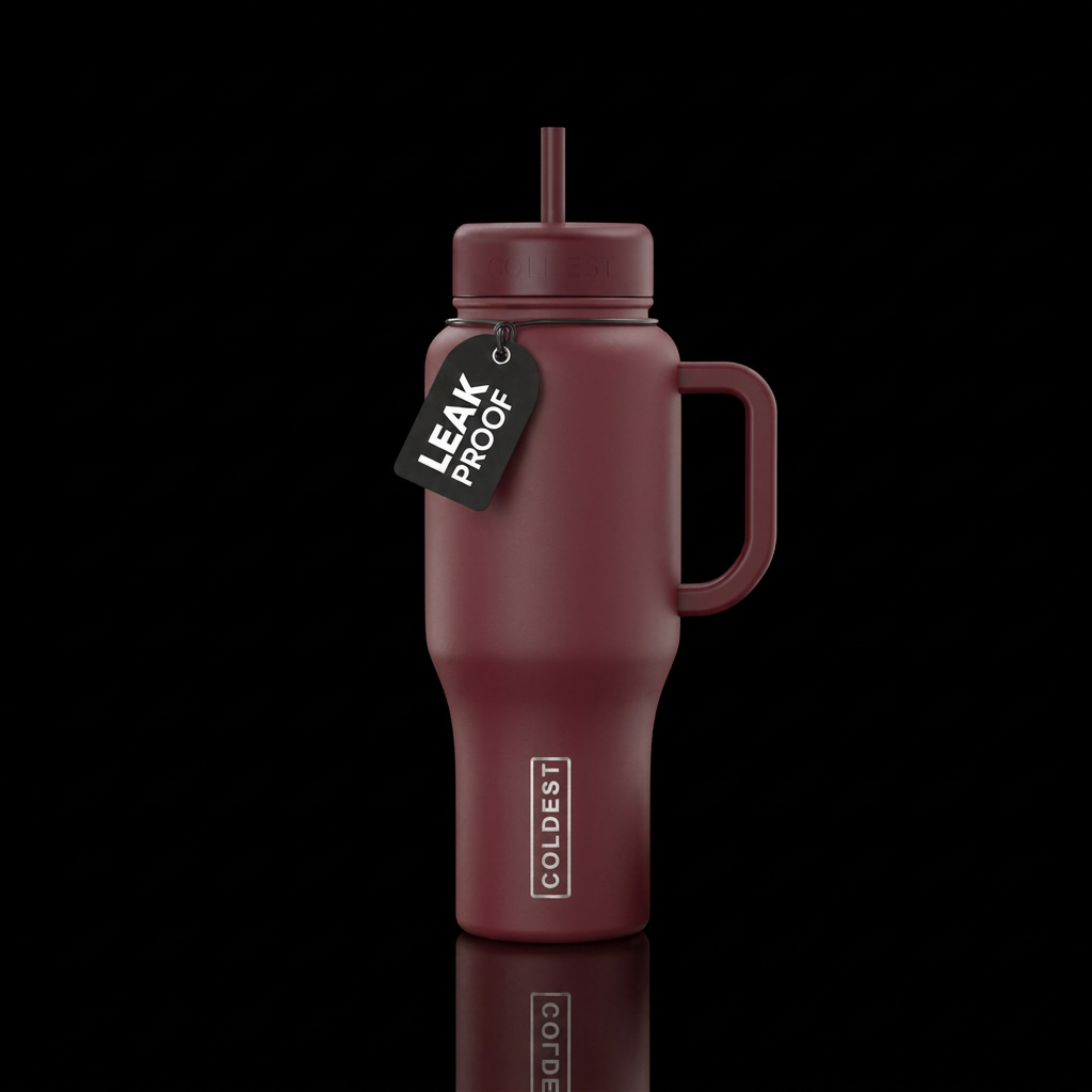 Maroon matte  fall color water bottle design