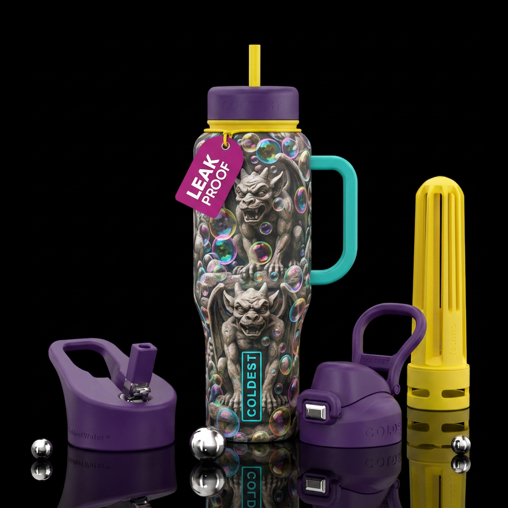 Gargoyles with bubbles water bottle design