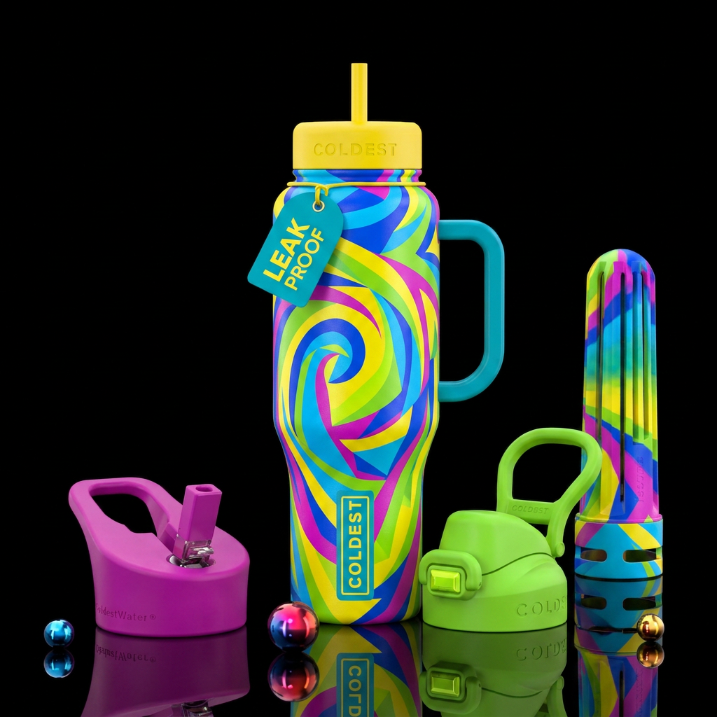 Fun, bright colors, different water bottle design