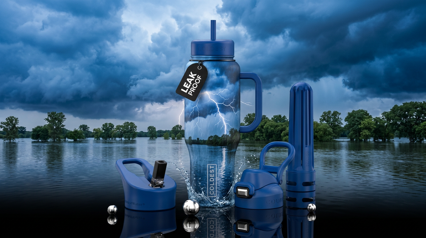 Thunderstorm, summer, flooding water bottle design