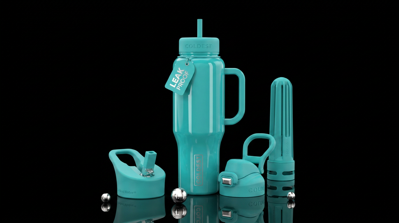 happy mood,, luxurious,, magical, turquoise water bottle design