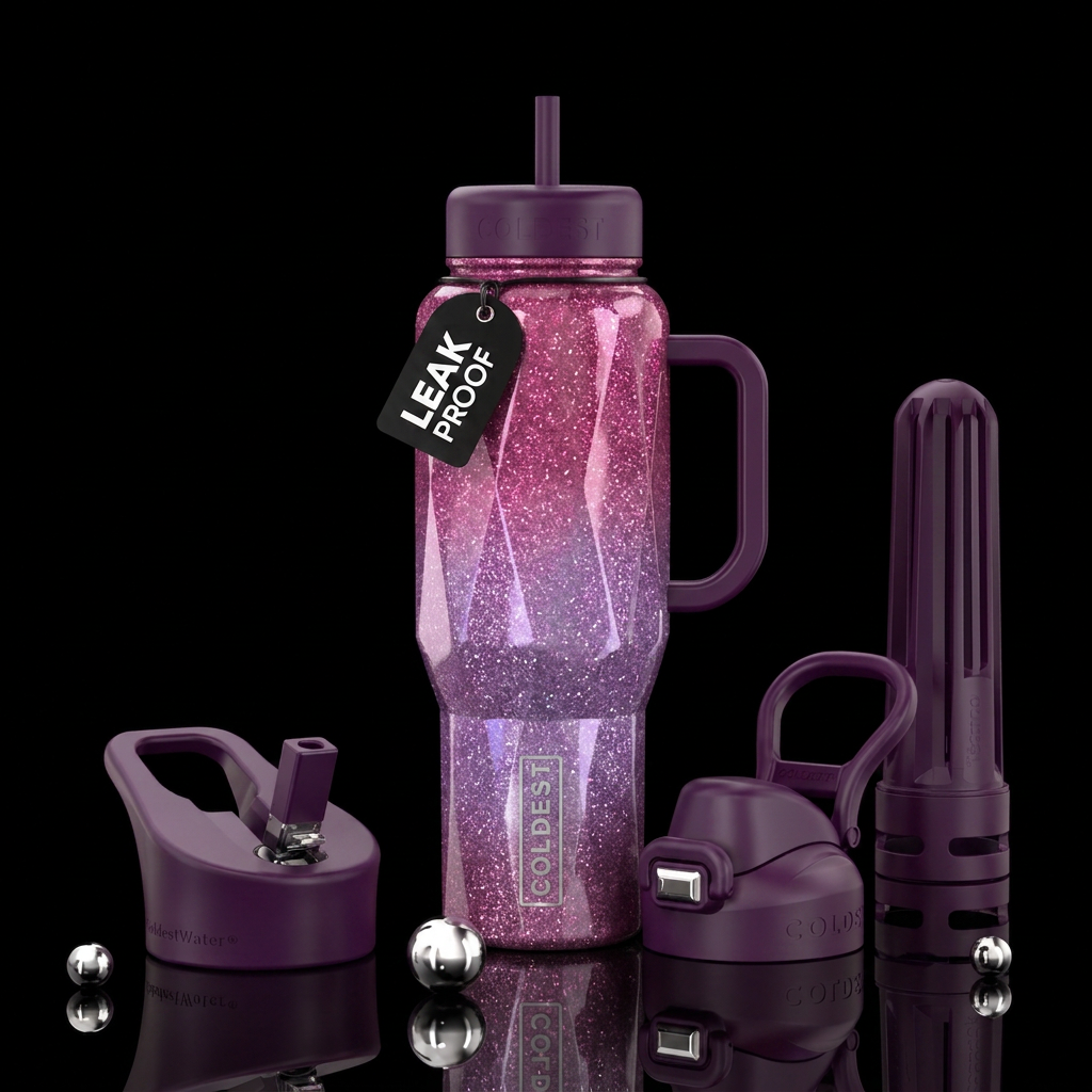 sparkly, girly, different shades of pinks and purp... water bottle design